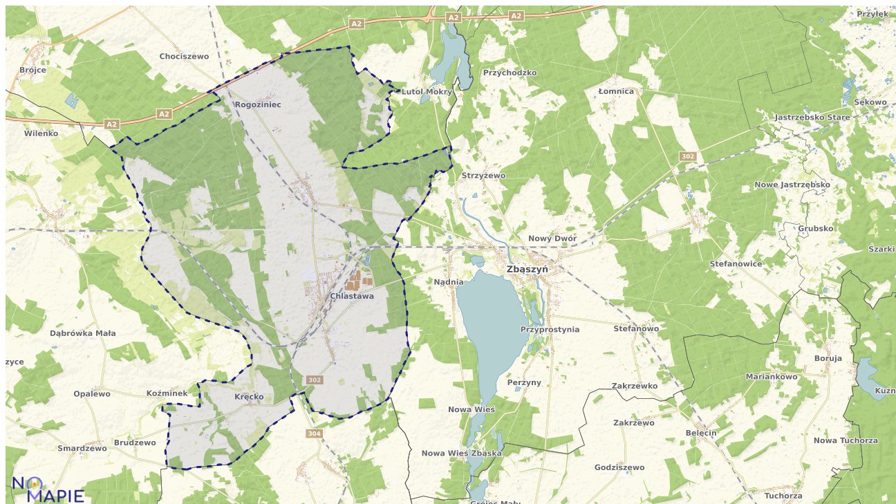 Mapa obszarów ochrony przyrody Zbąszynka